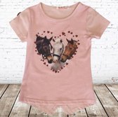 Paarden shirt hart -s&C-98/104-t-shirts meisjes