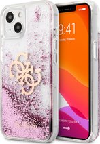 iPhone 13 Mini Backcase hoesje - Guess - Glitter Roze - Kunststof