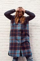 Noisy may Jas Nmemma L/s Long Check Jacket Ko 27017979 Vallarta Blue/checkw Dames Maat - M