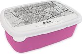 Broodtrommel Roze - Lunchbox - Brooddoos - Kaart - Oss - Nederland - 18x12x6 cm - Kinderen - Meisje