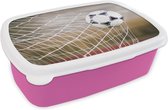 Broodtrommel Roze - Lunchbox Bal in het net - Brooddoos 18x12x6 cm - Brood lunch box - Broodtrommels voor kinderen en volwassenen