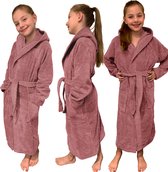 HOMELEVEL Badstof badjas voor kinderen 100% katoen voor meisjes en jongens Oud roze Maat 164