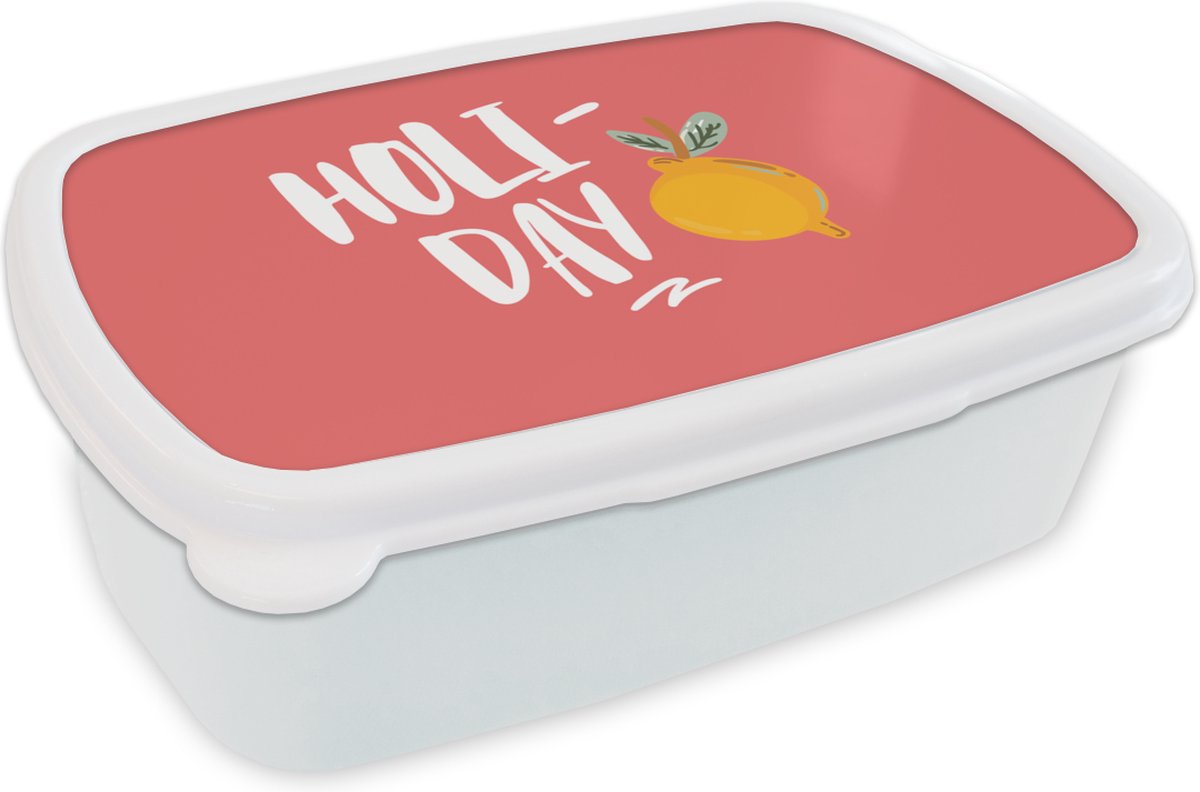 Broodtrommel Wit - Lunchbox - Brooddoos - Zomer - Fruit - Citroen - 18x12x6 cm - Volwassenen