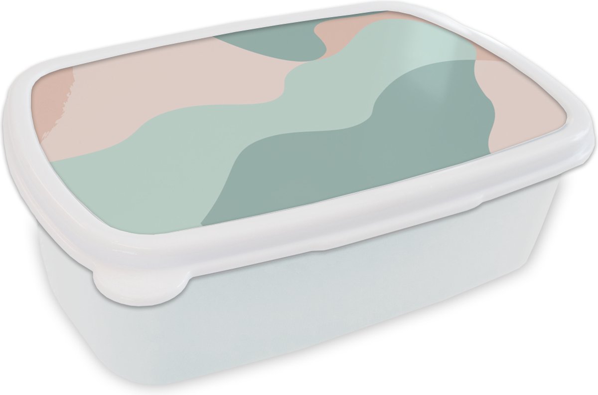 Broodtrommel Wit - Lunchbox - Brooddoos - Zomer - Vormen - Abstract - 18x12x6 cm - Volwassenen