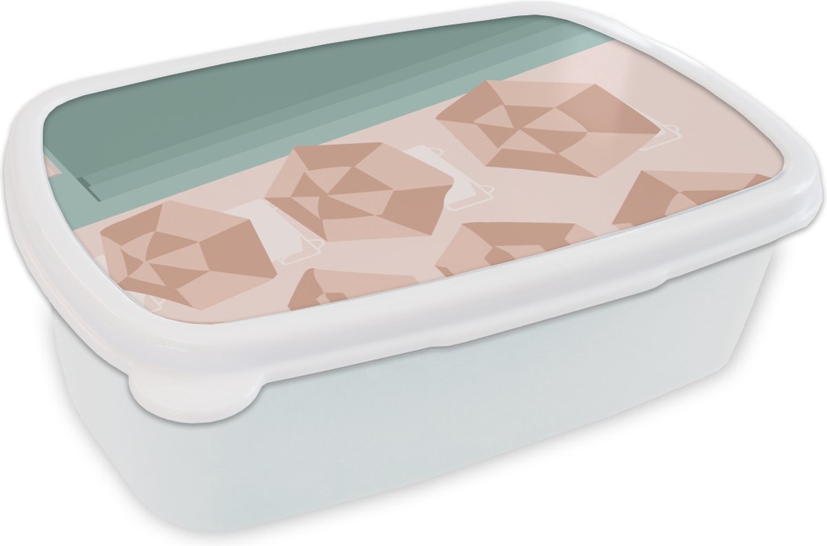 Broodtrommel Wit - Lunchbox - Brooddoos - Zomer - Parasols - Strand - Zee - 18x12x6 cm - Volwassenen