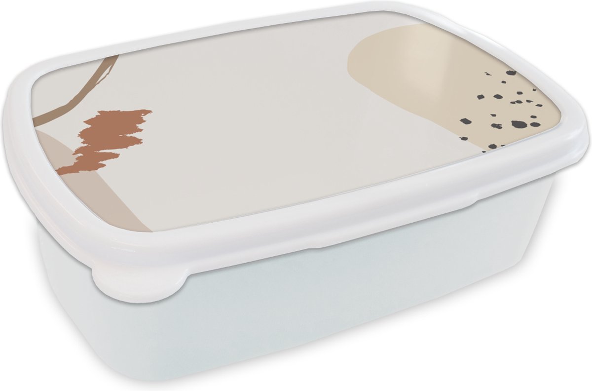 Broodtrommel Wit - Lunchbox - Brooddoos - Zomer - Abstract - Wit - Zwart - 18x12x6 cm - Volwassenen