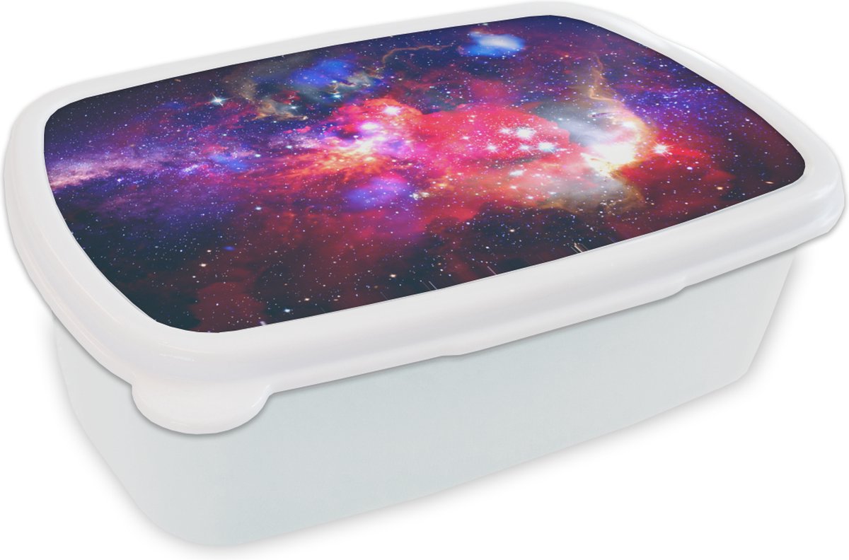 Broodtrommel Wit - Lunchbox - Brooddoos - Heelal - Kleuren - Ruimte - 18x12x6 cm - Volwassenen