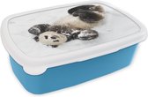 Broodtrommel Blauw - Lunchbox - Brooddoos - Panda - Sneeuw - Baby - 18x12x6 cm - Kinderen - Jongen