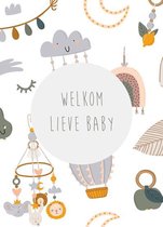 Geboortekaart - Ansichtkaart - A6 - 10x15cm - Baby Symbolen - Welkom lieve baby - 4 stuks
