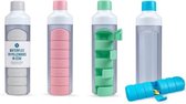 YOS Bottle - waterfles met pillendoos - 7 Vaks - Blauw