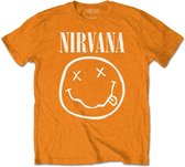Nirvana Kinder Tshirt -Kids tm 10 jaar- White Smiley Oranje