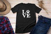 Love Paw Print T-Shirt,Grappige Hond Shirt,Cadeau Voor Hondenbezitters,T-Shirts Voor Hondenliefhebbers,Unisex Zachte Stijl T-Shirt,D001-026B, L, Zwart