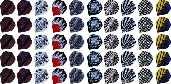 kwmobile 50x vervangende dart flights - Standaard vorm - 5 stuks per kleur en ontwerp - Universele dart flight set in meerkleurig van kwmobile — afbeelding 5