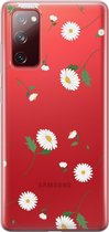 Samsung Galaxy S20 FE Telefoonhoesje - Transparant Siliconenhoesje - Flexibel - Met Bloemenprint - Madeliefjes