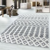 Grijs Tapijt Laagpolig Vloerkleed - 160x230cm- Modern - Woonkamer - Salon - Slaapkamer - Eetkamer