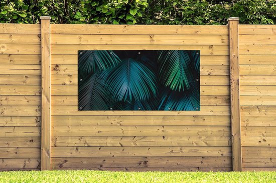 Affiche clôture Jungle - Palmier - Vert - Blauw - 200x100 cm - Toile de jardin