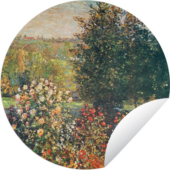 Tuincirkel Rozen in de Hoshede tuin in Montregon - Claude Monet - 60x60 cm - Ronde Tuinposter - Buiten