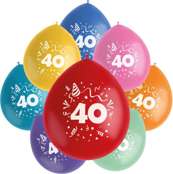 Folat Ballonnen Color Pop 40 Jaar 23 Cm Latex 8 Stuks