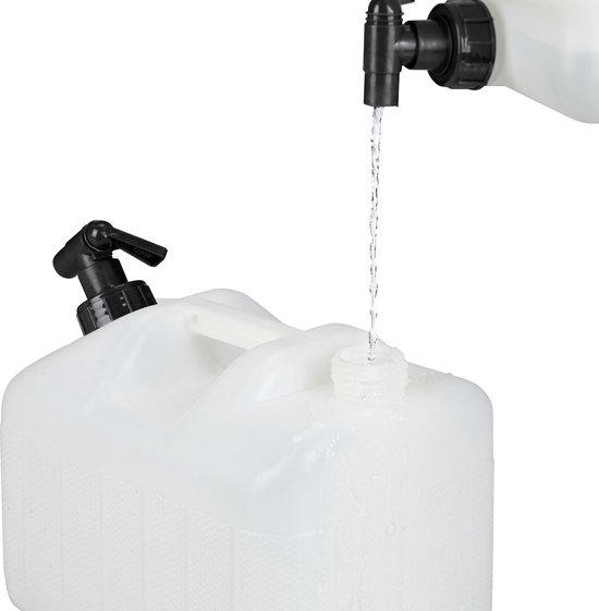 Relaxdays jerrycan met kraan - 10 liter - BPA-vrij - schroefdeksel - handgreep - camping - wit-zwart van Relaxdays — afbeelding 5