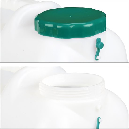 Relaxdays jerrycan met kraan, 25 liter, voor drinkwater, kunststof, bpa-vrij, met handvat, camping, festival, wit/groen Relaxdays jerrycan met kraan, 25 liter, voor drinkwater, kunststof, bpa-vrij, met handvat, camping, festival, wit/groen