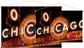 Neon letters van het wereldberoemde Chicago Theatre - Foto op Textielposter - 90 x 60 cm