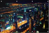 De imposante skyline van downtown Dubai bij nacht - Foto op Tuinposter - 90 x 60 cm