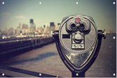 Vintage verrekijker op Liberty Island in Ney York - Foto op Tuinposter - 225 x 150 cm