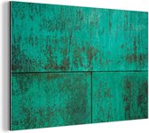 Wanddecoratie Metaal - Aluminium Schilderij Industrieel - Groene patina op een koperen achtergrond - 30x20 cm - Dibond - Foto op aluminium - Industriële muurdecoratie - Voor de woonkamer/slaapkamer