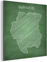 Décoration murale Métal - Aluminium Peinture Industrielle - Illustration d'une carte du Suriname sur un tableau noir vert - 50x50 cm - Dibond - Photo sur aluminium - Décoration murale industrielle - Pour le salon / chambre