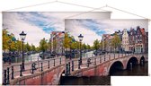 Hollandse grachtenpanden aan een Amsterdamse gracht - Foto op Textielposter - 45 x 30 cm