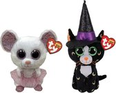 Ty - Knuffel - Beanie Boo's - Nina Mouse & Halloween Pandora Cat