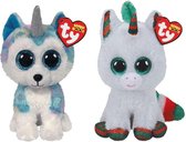 Ty - Knuffel - Beanie Boo's - Helena Husky & Christmas Unicorn
