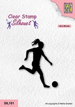 SIL101 Nellie Snellen Clearstamp - Silhouette stamp sports Woman soccer - stempel vrouwenvoetbal - voetbal vrouw