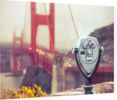 Verrekijker bij de Golden Gate Bridge in San Francisco - Foto op Plexiglas - 90 x 60 cm