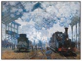 Station Saint-Lazare in Parijs, aankomst van een trein, Claude Monet - Foto op Akoestisch paneel - 200 x 150 cm