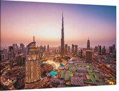 De stadslichten en skyline van Dubai City bij twilight - Foto op Canvas - 60 x 40 cm