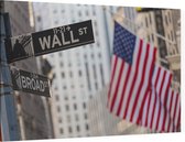 Amerikaanse vlaggen op Wall Street in New York City - Foto op Canvas - 90 x 60 cm