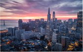 Dramatische wolken kleuren de skyline van San Francisco - Foto op Forex - 45 x 30 cm