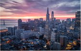 Dramatische wolken kleuren de skyline van San Francisco - Foto op Forex - 90 x 60 cm