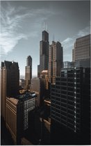 Sears Willis Tower in de kenmerkende skyline van Chicago - Foto op Forex - 30 x 45 cm