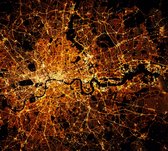 Sattelietfoto van de Londen City Map in de nacht - Fotobehang (in banen) - 350 x 260 cm