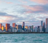 Downtown Chicago skyline bij zonsondergang in Illinois - Fotobehang (in banen) - 450 x 260 cm