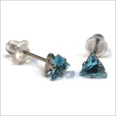 Aramat jewels ® - Zirkonia zweerknopjes driehoek 5mm oorbellen aqua blauw chirurgisch staal