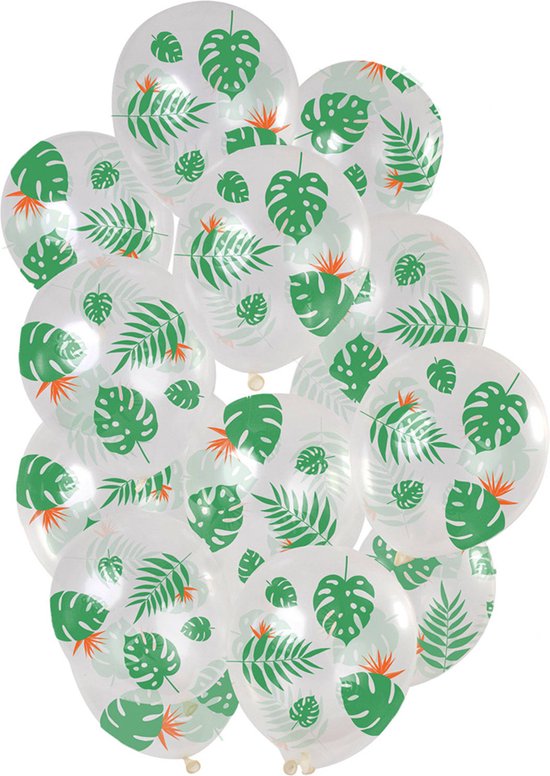 Ballonnen - Transparant - Tropische bladeren - 30cm - 15st.**