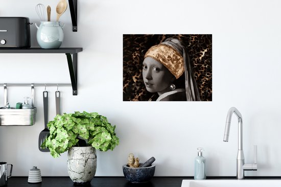 Affiche Jeune Fille à la Perle - Peinture - Imprimé Panthère - 40x30 cm