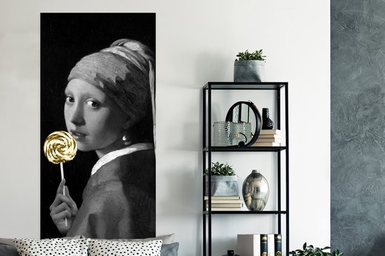 Poster Meisje met de parel - Lolly - Black en gold - 80x160 cm