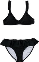 Snapper Rock - UV Bikini voor meisjes - Frilled - Zwart - maat 152-158cm