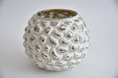 Oneiro's Luxe Waxinelichthouder  WHITE SILVER - ø 19x19x17cm - kaarsenhouders - kaarsenhouder - waxinehouder - decoratie – woonaccessoires – theelichthouder – zwart – goud – zilver