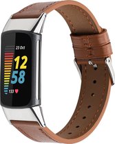 Bandje leer klassiek bruin geschikt voor Fitbit Charge 5