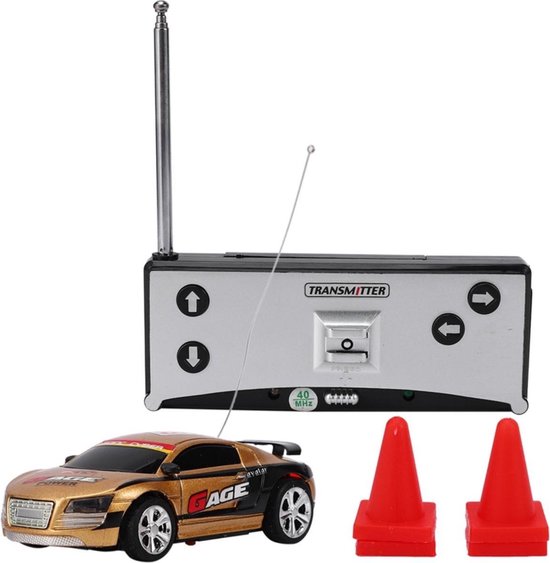 DrPhone TinyCars - Sport R/C Racer Radio Besturing - 20 KM/H - RC Micro Racing Bestuurbare Auto Inclusief Pionnen - Golden Storm - Spaar ze Allemaal
